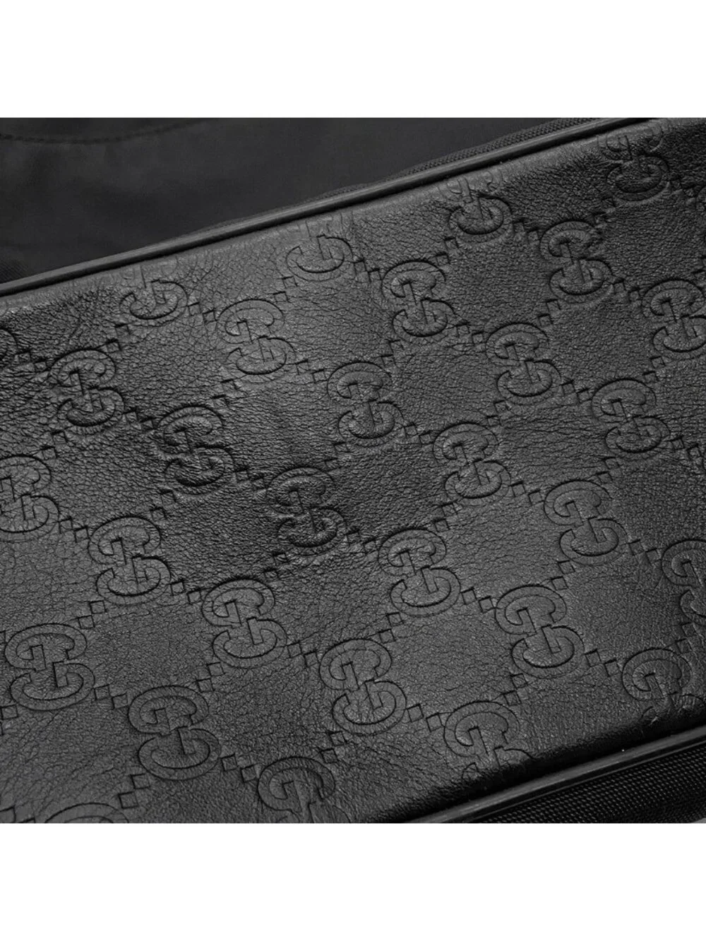 Gucci Shoulder Bag GG Embossed Nylon Leather Black